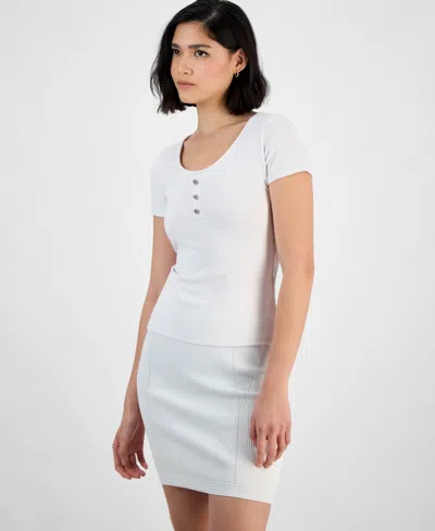 Guess Women's Karin Ribbed Scoop-neck Top In Pure White