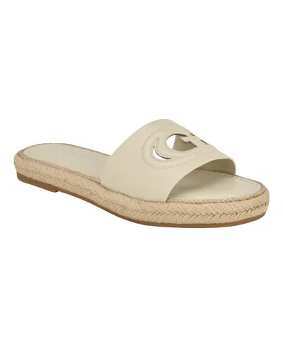 Guess Women's Katica Cut-out Logo Espadrille Slide Sandals In Ivory