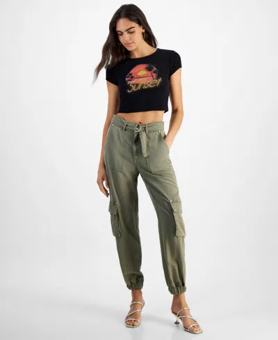 Guess Women's Katrin High Rise Belted Cargo Pants In Light Moss