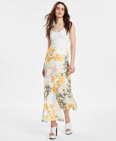 Guess Women's Katrina Asymmetric Mix-print Skirt In Gold Coast Floral Print