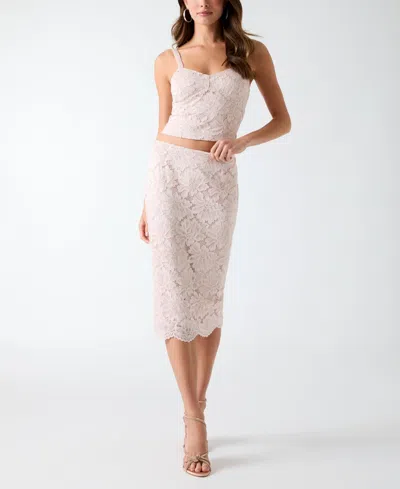 Guess Women's Katrina Midi Lace Pencil Skirt In Pink