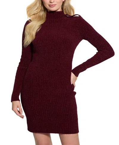 Guess Women's Keily Mock-neck Sweater Dress In Burgundy Rose