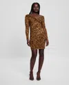 Guess Kendall Leopard Print Long Sleeve Minidress