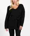 Guess Kiyoka Tie Waist Tunic Sweater In Black