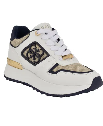 Guess Women's Koyaa Quattro-g Logo Retro Jogger Sneakers In White,navy Multi