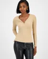 Guess Women's Kyla Ribbed Knit Henley Top In Neutral