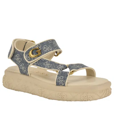 Guess Women's Lanara Quattro G Sporty Platform Footbed Sandals In Gray