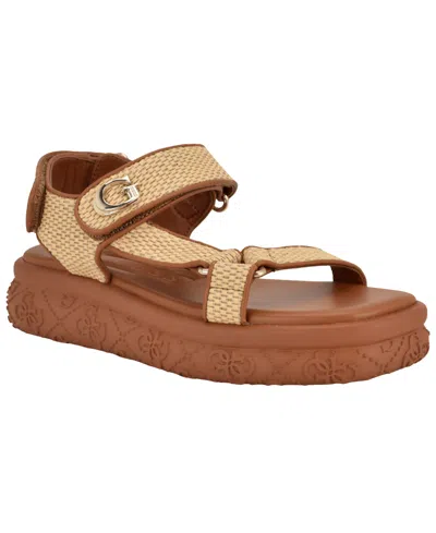 Guess Women's Lanara Quattro G Sporty Platform Footbed Sandals In Brown