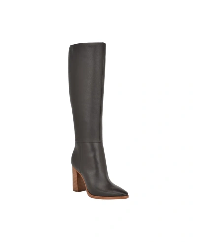 Guess Women's Lannie Block Heel Almond Toe Tall Dress Boots In Brown |  ModeSens