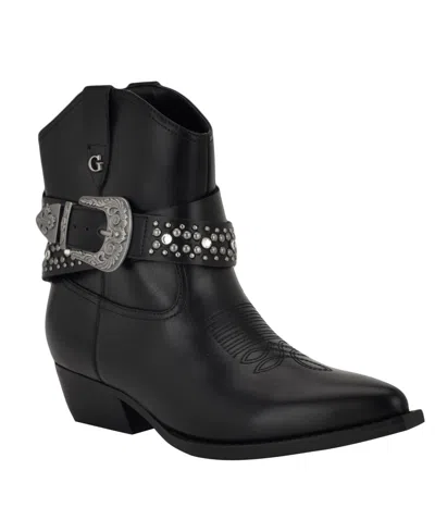 Guess Women's Lansly Embellished Buckle Western Booties