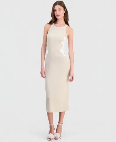 Guess Women's Laurie Sleeveless Metallic Knit Midi Dress In Neutral