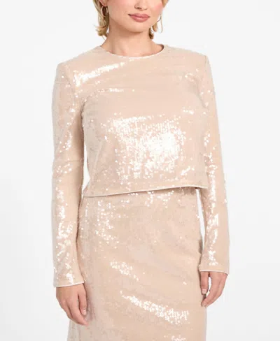Guess Women's Lavinia Sequin Long-sleeve Top In Neutral
