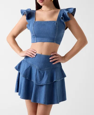 Guess Women's Leah Crop Top In Blue