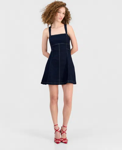 Guess Women's Leah Denim Fit & Flare Dress In Animal Print