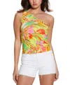 Guess Women's Linda Printed Asymmetric One-shoulder Top In Tropadelic Print