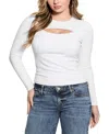 Guess Toni Cutout Rib Top In Pure White