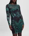 Guess Women's Long-sleeve Jersey Bodycon Dress In Green