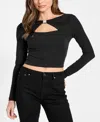 Guess Women's Long-sleeve Milena Front Bow Top In Black