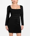 Guess Women's Long-sleeve Sheer Mix Bandage Leti Dress In Black