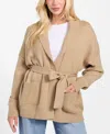 Guess Belted Shawl Collar Cardigan In Brown