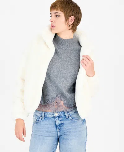 Guess Women's Long-sleeve Faux-fur Xena Bomber Jacket In White