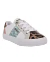 Guess Women's Loven Lace-up Sneakers In White,ocean Leopard