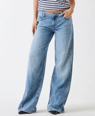 Guess Women's Low-rise Wide-leg Baggy Jeans In Blue