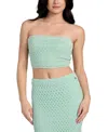 Guess Luca Strapless Crop Knit Tube Top In Green
