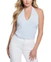 Guess Women's Lucia Sleeveless Wavy-rib Halter Top In Sky High