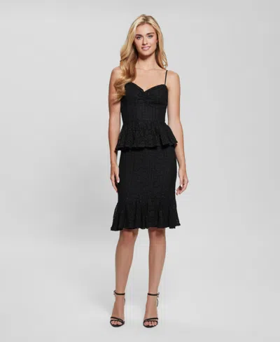Guess Women's Lula Ruffle-waist Sleeveless Lace Dress