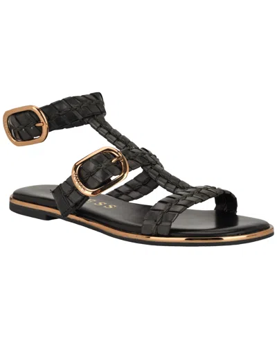 GUESS WOMEN'S LYLNET WOVEN GLADIATOR FLAT SANDALS