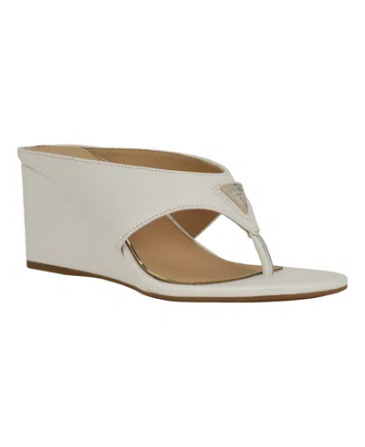 Guess Women's Marchon Thong Slip-on Wedge Sandals In Neutral