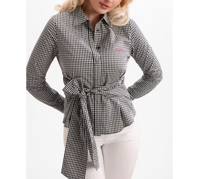 Guess Women's Marilyn Knot Slim-fit Shirt In Gray