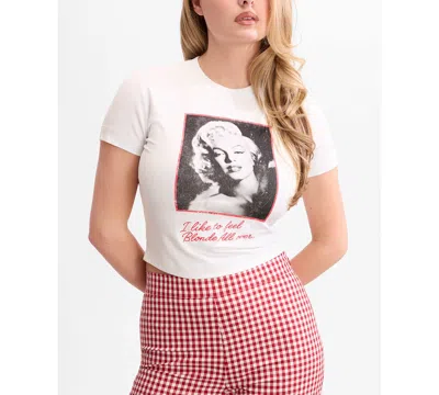 Guess Women's Marilyn Short-sleeve Crewneck Crop T-shirt In White