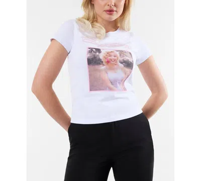Guess Women's Marilyn Short-sleeve Crewneck Picture Script T-shirt In White