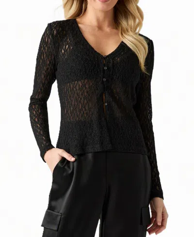 Guess Women's Matilde Lace Sheer Cardigan Sweater In Jet Black
