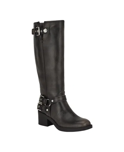 Guess Women's Matley Tumbled Buckle Harness Moto Boots In Black