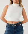 Guess Women's Mei Turtleneck Cropped Sweater Top In White