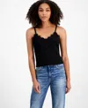Guess Women's Mena Lace-trim V-neck Sleeveless Top In Black
