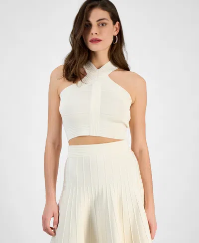 Guess Womens Mirage Ottoman Staci Halter Neck Top Mirage Ottoman Staci Knit Skirt In Dove White