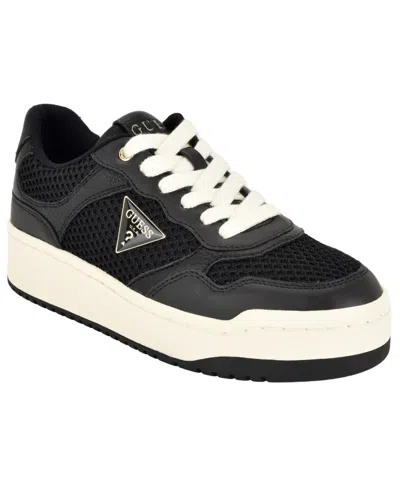 Guess Women's Miram Platform Lace-up Court Sneakers In Black