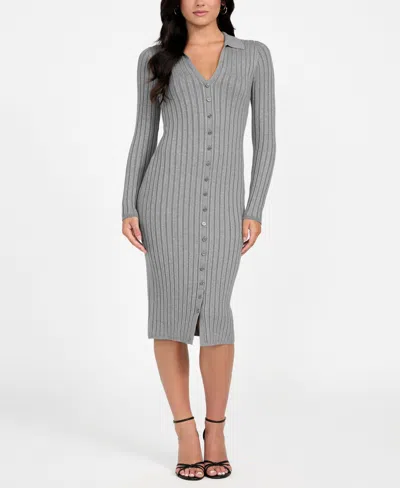 Guess Women's Miranda Long-sleeve Sweater Dress In Gray