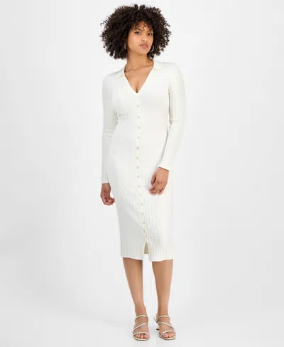 Guess Women's Miranda Long-sleeve Sweater Dress In White