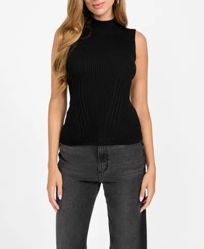 Guess Women's Mock Neck Sleeveless Seamless Sweater In Black