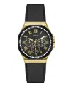 Guess Women's Multi-function Black Leather Watch 36mm In Black