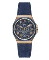 Guess Women's Multi-function Blue Denim Watch 36mm In Blue
