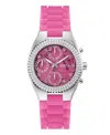 Guess Women's Multi-function Pink Silicone Watch 37mm In Pink
