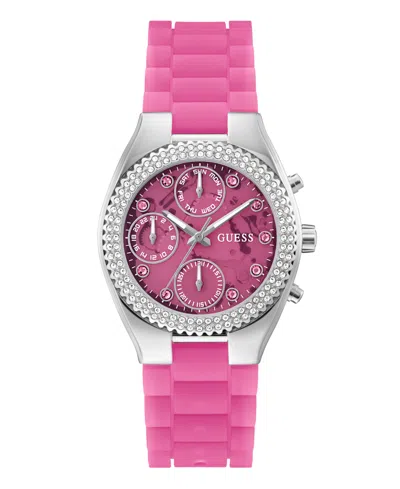 Guess Women's Multi-function Pink Silicone Watch 37mm