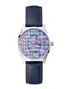 Guess Blue Leather Watch In Blue