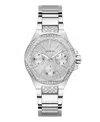 Guess Women's Multifunction Silver-tone Stainless Steel Watch, 38mm In Silver-tone